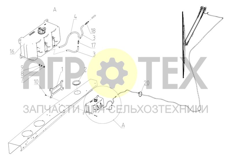 Чертеж Установка бачка стеклоомывателя (МРУ-1.00.600)